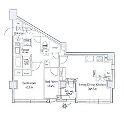 スタイリオ元住吉2 2LDKの間取図画像
