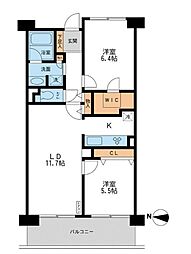 CASSIA横濱ガーデン山 2LDKの間取図画像