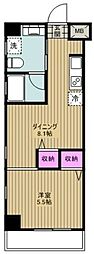 レジディア武蔵小杉 ワンルームの間取図画像