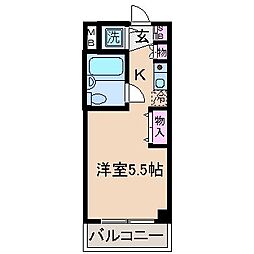 コスモハイム元住吉 ワンルームの間取図画像