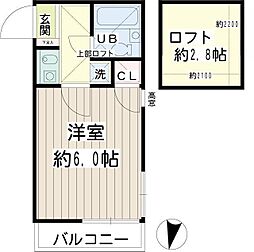尻手ハイデンス 1Kの間取図画像