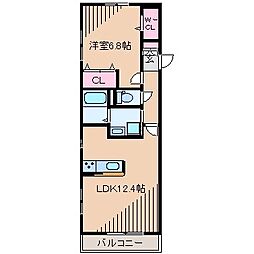 ミール大倉山 1LDKの間取図画像