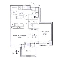 スタイリオ元住吉2 2LDKの間取図画像