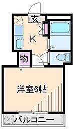 ウエストヴァリー綱島 1Kの間取図画像