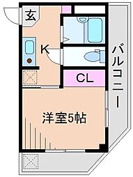 レスポアール 1Kの間取図画像