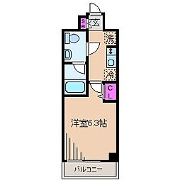 プレール・ドゥーク元住吉 1Kの間取図画像