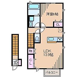 WoodMaison蒼 1LDKの間取図画像