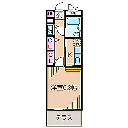okkoユースピア綱島 1Kの間取図画像