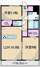 TD西ノ前 2LDKの間取図画像