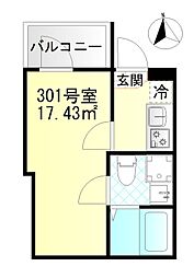 M-SQUARE 1Kの間取図画像