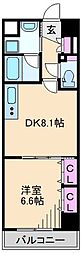 ジーコンフォートウエスト横浜 1DKの間取図画像