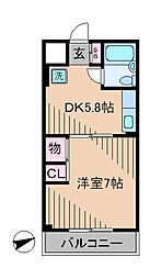 びーはいぶ・ほそや 1DKの間取図画像