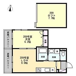 Floracion中山 1LDKの間取図画像