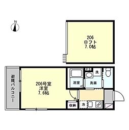 Floracion中山 1Kの間取図画像