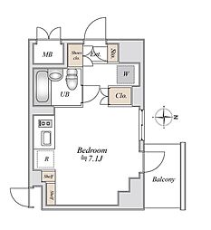 アパートメンツ綱島 ワンルームの間取図画像