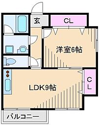 T・M・Aコスギ 1Kの間取図画像