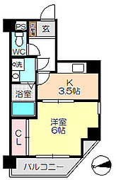 ケイズコート2 1Kの間取図画像