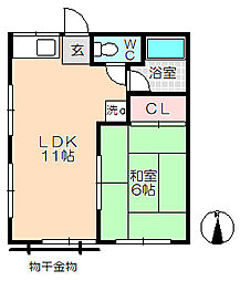 仲村マンション 1LDKの間取図画像