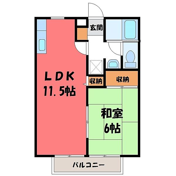 菊地ハイツ E ｜栃木県塩谷郡高根沢町大字宝積寺(賃貸アパート1LDK・1階・40.92㎡)の写真 その2