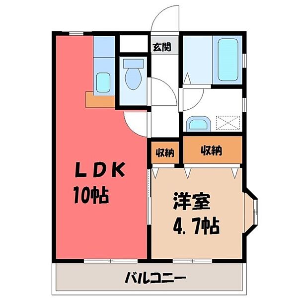 リジェール21 ｜栃木県宇都宮市川田町(賃貸マンション1LDK・2階・35.20㎡)の写真 その2