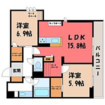 ヴェルコリーナ  ｜ 栃木県宇都宮市戸祭元町（賃貸マンション2LDK・2階・68.85㎡） その2