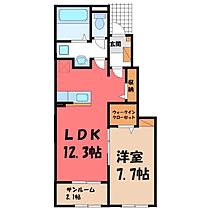 ウィステリア Ｍ II  ｜ 栃木県真岡市下高間木2丁目（賃貸アパート1LDK・1階・50.14㎡） その2