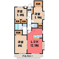 ユーミーグレース  ｜ 栃木県塩谷郡高根沢町大字宝積寺（賃貸マンション3LDK・2階・70.60㎡） その2