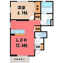 グランドテラス B  ｜ 栃木県宇都宮市駒生町（賃貸アパート1LDK・1階・45.33㎡） その2