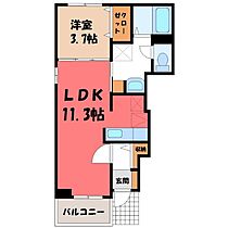 カーサ ソラーレ A  ｜ 栃木県宇都宮市上横田町（賃貸アパート1LDK・1階・37.13㎡） その2