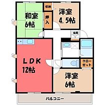 優泰佳ガーデンコート F棟  ｜ 栃木県宇都宮市泉が丘2丁目（賃貸マンション3LDK・2階・66.43㎡） その2