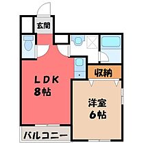 プラムハイツ  ｜ 栃木県宇都宮市東塙田2丁目（賃貸マンション1LDK・2階・35.60㎡） その2