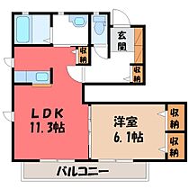 プライマリー今宮台 壱番館  ｜ 栃木県宇都宮市今宮1丁目（賃貸アパート1LDK・1階・45.36㎡） その2