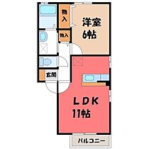 ロゼット A  ｜ 栃木県真岡市荒町4丁目（賃貸アパート1LDK・2階・41.26㎡） その2