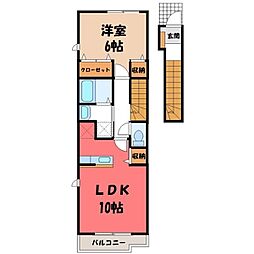 パインハイツA 1LDKの間取図画像