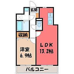 リバーサイド天神 1LDKの間取図画像