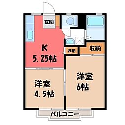 ボヌール2 2Kの間取図画像