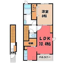 コンフォート夕顔 1LDKの間取図画像