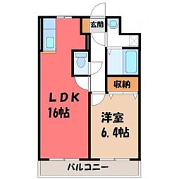 モアベリー 1LDKの間取図画像