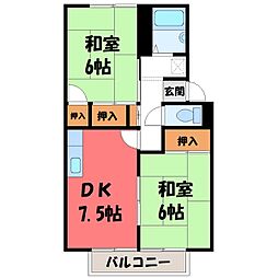 コーポ桜2 2DKの間取図画像