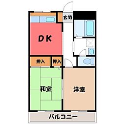ハイツウェストタウン 2DKの間取図画像