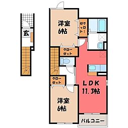 クラールハイムD 2LDKの間取図画像