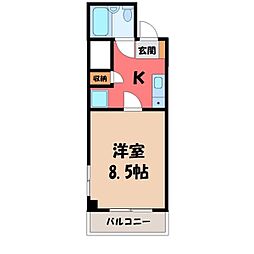 ランドパレス宇都宮平成通り 1Kの間取図画像