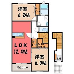 サンライトD 2LDKの間取図画像