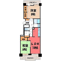 グランデージュ桜 2LDKの間取図画像