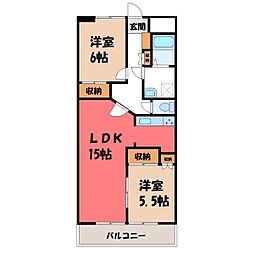 ローズ・コアコート 2LDKの間取図画像