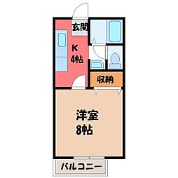 ビーラインイシイB 1Kの間取図画像