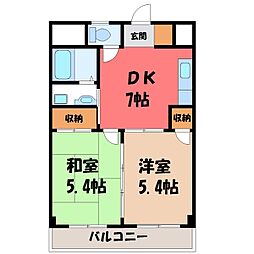 アルファーレジデンス 2DKの間取図画像