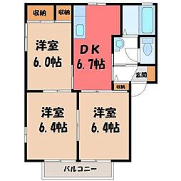 ジュネス弐番館 3DKの間取図画像