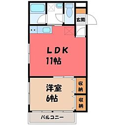江戸屋ハイツA 1LDKの間取図画像