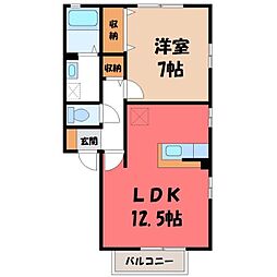 第3明清ハイツE 1LDKの間取図画像